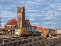 Having driven to work early with the hopes of catching the CN office car special...my hopes were dashed when I was informed I had just missed it.  Being early I decided to hang around for the arrival of Via 71 and the above photo came into fruition as CN 580 worked away in the yard.