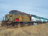 MDXX 910 and former GWRS 2003, 2002, 2004 are a few the units at Saturday Locomotive Services shop in Readlyn Saskatchewan. 