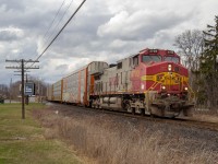 Well that day was something...A definite surprise on CP 234 as they make there way into Windsor Ontario. Sitting in English class, I got told that a 234 was around the border with a "Fakebonnet", was leading it. Knowing me, I couldn't focus the rest of my class as I had to give updates to many people and making up plans to see it. Making it out right after school, 234 sits across the border waiting on CP 131, and then waiting for almost  a whole hour. In this photo, 234 backs into Windsor yard to tie down. The engine would get picked up by a CP 131 the next day.  