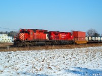 While not in the timetable, this is the place they call "Dumfries" Ontario, near Orrs Lake. The reason I was dragged here was for the 5911 west, one the "large multimark" of the very few at the time (three left then - all now retired/gone). It didn't lead all that often around here..



