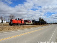 Dave Young recently shared a pic of the <a href=http://www.railpictures.ca/?attachment_id=47372 target=_blank> Frame Train </a> heading back from St. Thomas in 2009, and due to an outage of the Talbot spur, OSR's now handling frames to keep GM plants and the St. Thomas Magna plant from shutting down. It only took 13 years but here it is - OSR's "Sprint Train" handling 5 loaded frames after bringing 16 'empties' back earlier in the day.