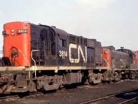 RS 18 3814 and two (2) other ALCO's in the yard at Fort Erie.  Unknown photographer.  The NRM is housed in the former CNR Diesel Shop that closed in 1989.  Opening weekend at the NIAGARA RAILWAY MUSEUM http://www.nfrm.ca/ is May 14 and 15.  Thanks Steve for helping out on the image.