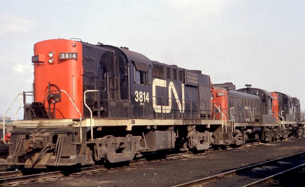RS 18 3814 and two (2) other ALCO's in the yard at Fort Erie.  Unknown photographer.  The NRM is housed in the former CNR Diesel Shop that closed in 1989.  Opening weekend at the NIAGARA RAILWAY MUSEUM http://www.nfrm.ca/ is May 14 and 15.  Thanks Steve for helping out on the image.