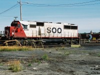 SOO Line SD60 6030 is viewed during a sunny morning awaiting it’s next assignment in CP’s Sudbury, Ontario yard. 
