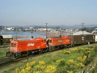 Fifty years and two days ago, E&N train No. 52 from Wellcox in Nanaimo on Saturday 1972-05-20 was a bit later than usual arriving in Victoria, so was in bright morning light for a change, and was a prime target for me just off a graveyard shift as a wiper at the roundhouse.  With a brand new Pentax Spotmatic camera (first roll, second shot), I was ready as Baldwins 8010+8001 headed into the yard at 0830 PDT at mileage 0.5 from end of track at the Store Street depot.