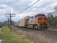 After swapping the American crew for the Canadian yard crew, CP 234 which had previously ran as CP 244 before the ID change, backs into the stub end Windsor yard for termination. Usually this train makes it's way through Windsor and eventually terminates in Toronto. Mumblings on the scanner would suggest the 4700 was not doing so good and with no available power to take the train further East they terminated it in Windsor. 