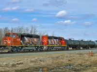 CN 5336 and 5265 switching cars in CN's Scotford Yard