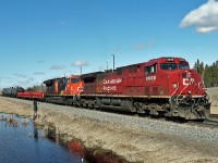 CP 8008 has CN 3240 trailing as it prepares to depart west from CP's Scotford yard.