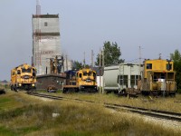 Crew has just come on duty at home terminal of Leader and will build a train for the CP interchange at Swift Current. Traffic consists of grain from various points between Leader and Swift Current and also propane from a gas plant south of Leader. This line once ran from Bassano through to Speedy Creek and hosted the fast livestock train instead of via Medicine Hat. Originally main traffic was home heating coal from Drumheller area to South Saskatchewan