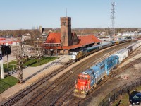 On a lovely April morning CN L580 works Brantford Yard as Via 71 makes its station stop with Via 6420 bringing up the rear of the train for a meeting of the 6420's.  I had thought this shot might present itself in Brantford again but the GTW 6420 CN 4906 set has already left town in favour of different units...it seems when the exciting stuff is in Brantford it doesn't last all that long.  CN 1439 only lasted 4 hours back in 2020..