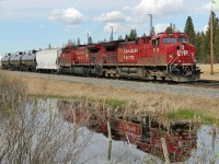 CP 8119 and CP 9668 prepare to depart Scotford Yard westbound with B81 local transfer from Scotford to Edmonton.