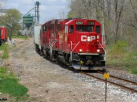 CP T78 is seen with 2269 and 2259 setting-off four hoppers at the FS Partners facility in Ayr, Ontario on the Ayr Pit Spur.


