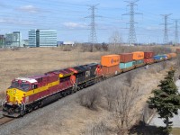 CN Z149 had a nice leader on two consecutive Saturdays in late March/early April 2022, here we can see the latter rolling under Warden Avenue in Markham, ON with the Wisconsin Central heritage unit on point. 149 the Saturday before was led by BCOL 4642, at the time the only active locomotive on CN in the BC Rail 3 colour livery, which had nearly every railfan along the Kingston/York subs trackside.