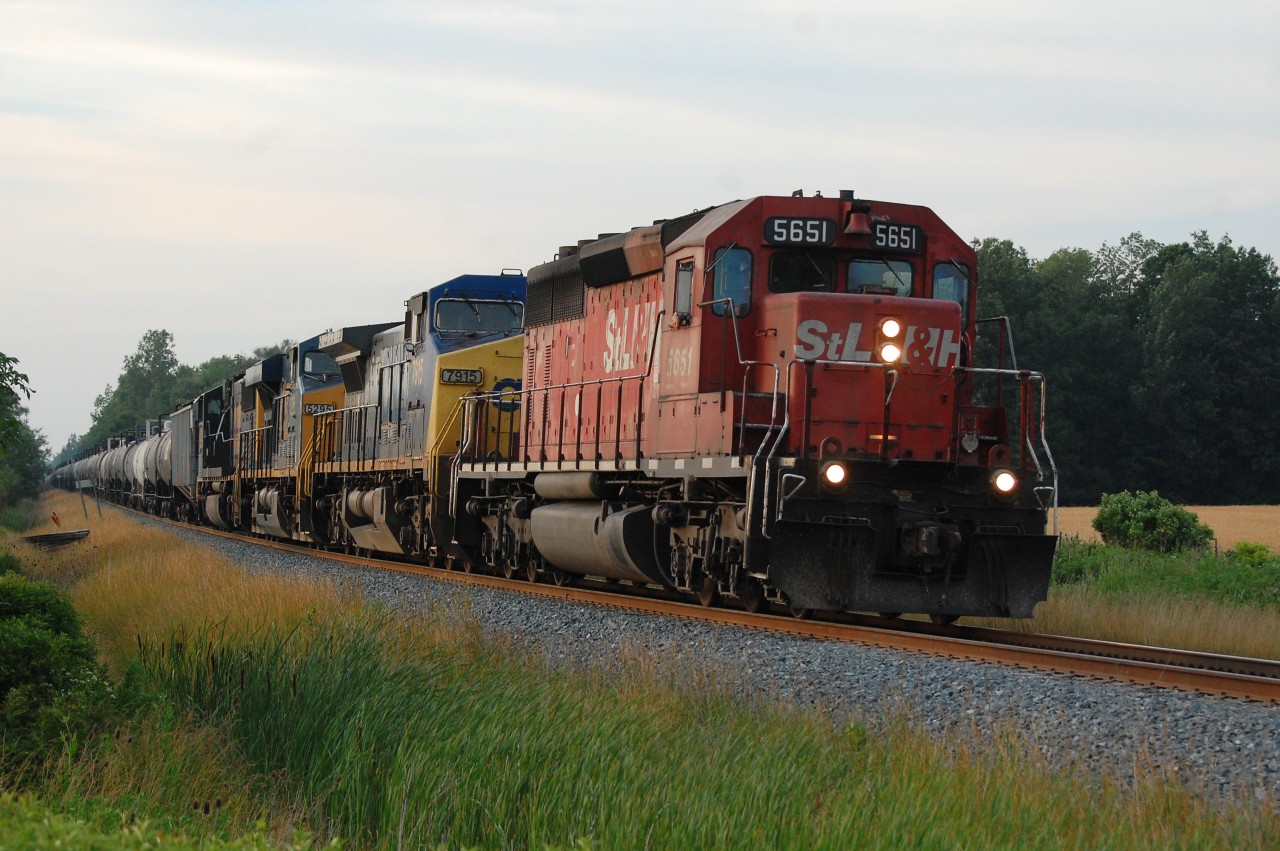 CP 626 with STL&H SD40-2 5651 leads three CSX units bound for Buffalo.