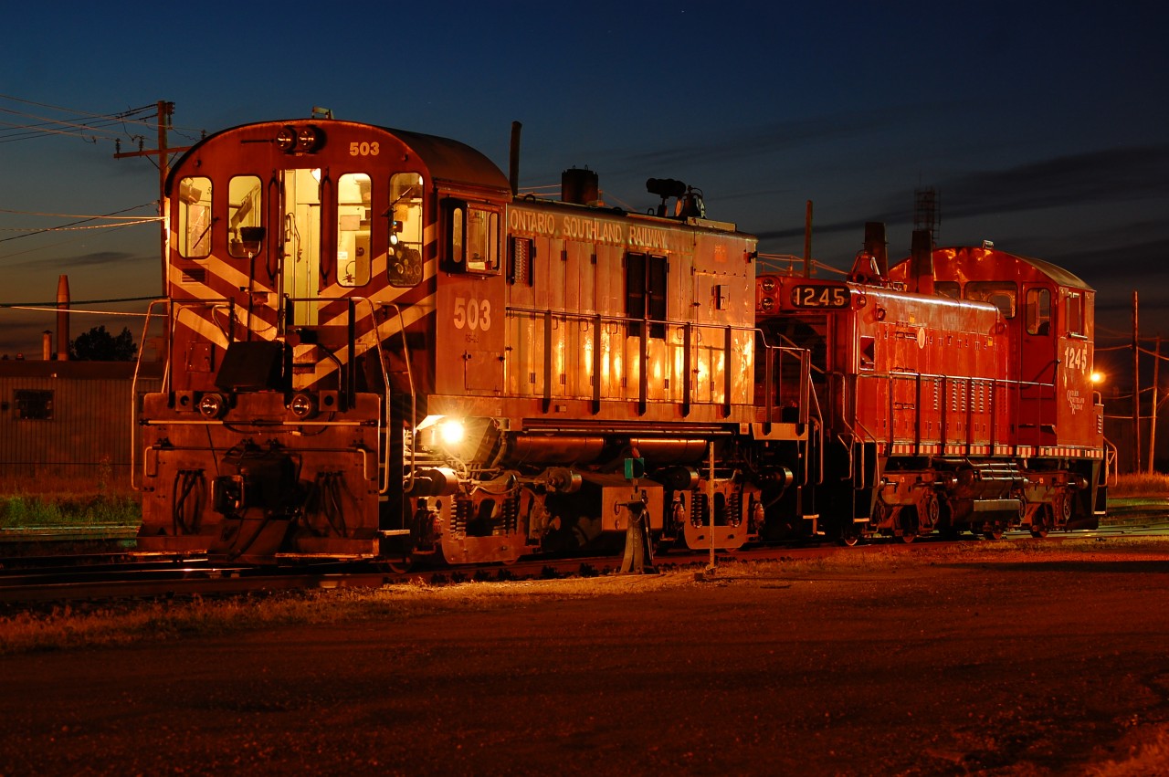 On a clear evening at Woodstock as OSRX 503 waits for their cars from CP to arrive.