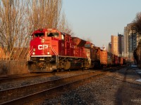 As the sun slowly fades away, CP 421 is seen switching onto the Mactier Sub at Osler in the last patch of light I could find!