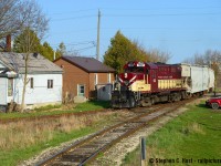 In a follow up to my <a href=http://www.railpictures.ca/?attachment_id=49070 target=_blank>GEXR rounding the wye in Guelph's St Patrick's ward</a> I present the attached of OSR MLW RS-18 182 doing the same thing just over two years ago, seen passing the shacks near Sackville St. Of course, following Job 2 to get this shot would result in failure if they pulled into the wye on the south leg with the engine on the 'wrong' end for photos.. so getting this angle was a bit of roulette to what the Conductor wanted to do. Compounding matters, on occasion they'd just run north long hood forward (no need to wye) or just not bother to turn instead going directly into PDI Liquids.. this meant it took quite a bit of effort or luck to get this. I live close so it was easily doable for me :)