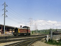 EMD SW8 140 works the lead to Algoma Steel's Sault Ste. Marie mill