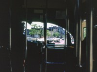 (I can not give the car's number since only the first three numbers are visible.) It is June 1972 in Toronto where I am looking out the front windows of a  TTC PCC.