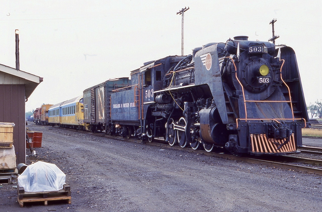 Back in the fall of 2001 I made a trip up north. A stop at North Bay found a CP crew with a couple of SD40-2’s moving around some historical ONR rolling stock in the yard, including a TNO steamer, ONR 40’ boxcar and a couple of surviving European built “Northlander” cars.