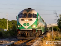 GO To Niagara Falls. GO Trasnit/Metrolinx MP40PH-3C (MPI) 640 was the power for Train 1977 on Wednesday, June 29, 2022, seen passing the junction at Clifton returning to Toronto after making its run from Toronto Union Station to Niagara Falls, Ontario. Ddaily GO Transit service to Niagara Falls via the GO Transit Lakeshore West line is used by a decent ridership. After VIA service here ended in 2012, the Amtrak/VIA Maple Leaf was the only regular passenger service here until September of 2019 when GO Transit committed to a regular schedule. Amtrak/VIA service has also returned, after a 26 month pause during pandemic related service cuts.