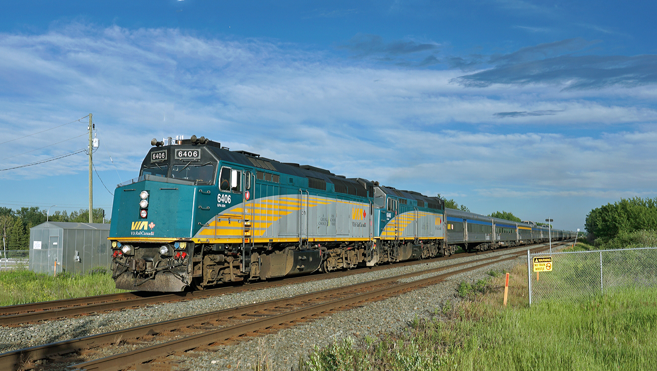 VIA #1 heads west through Ardrossan on it's way into Edmonton.