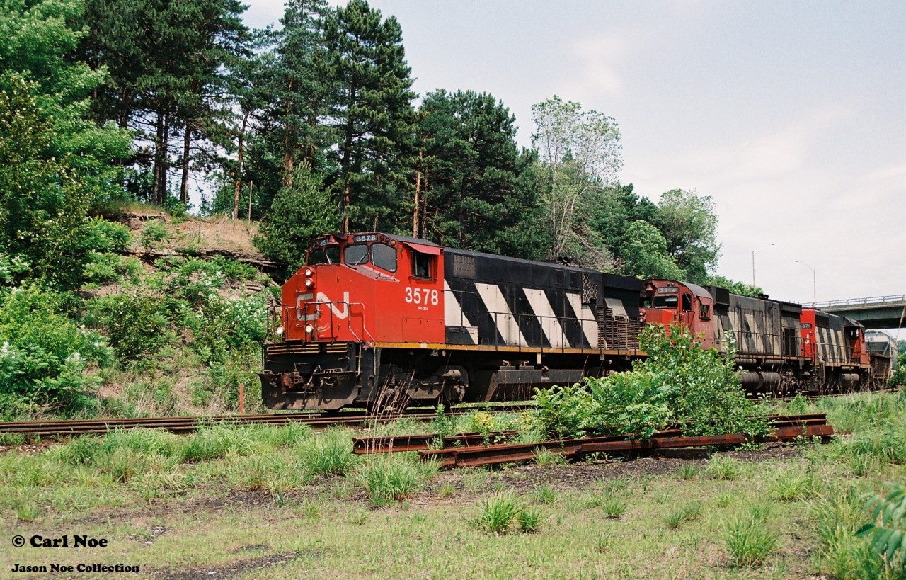 Most likely CN 411 with 3578, 2314 and 5071 is seen heading westbound having just entered the Dundas Subdivision at Bayview Junction and is approaching Hamilton West.