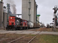 CN 514 switching the large Thompson's elevators on the former C&O.
