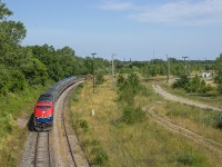 A comparison with Arnold's recent upload, <a href=http://www.railpictures.ca/?attachment_id=49343>taken roughly 45 years apart,</a> shows the remains of CN's Niagara Falls Yard.  Some stacks of rail, a wind sock, flood light towers, and an overgrown patch of land.  Just a couple days prior to this shot, the Grimsby Sub got a slight increase in activity with the return of Amtrak's <i>Maple Leaf</i> with 50th Anniversary unit 108 leading for the first week or so.<br><br>Facing the other direction off Victoria Avenue <a href=http://www.railpictures.ca/?attachment_id=49174>almost 70 years ago, the area was bustling with activity.</a>