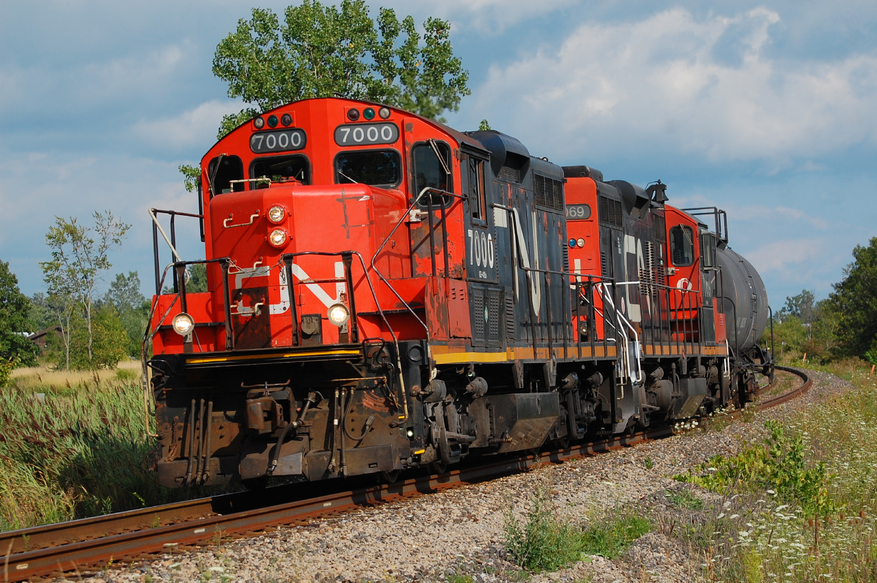 CN 563 with CN GP9RM 7000 and CN GP9RM 7069 returning back to Port Robinson.