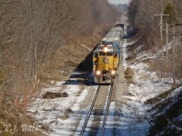 Having never seen weather like this in Florida, the 709 hopes it's stay in the Great White Northis a short one.  GEXR 431 westbound at Limehouse, ON.