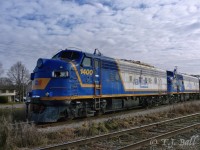 The OSR's latest acquisitions wait on the interchange track at the north end of Guelph
after being dropped off by the GEXR.