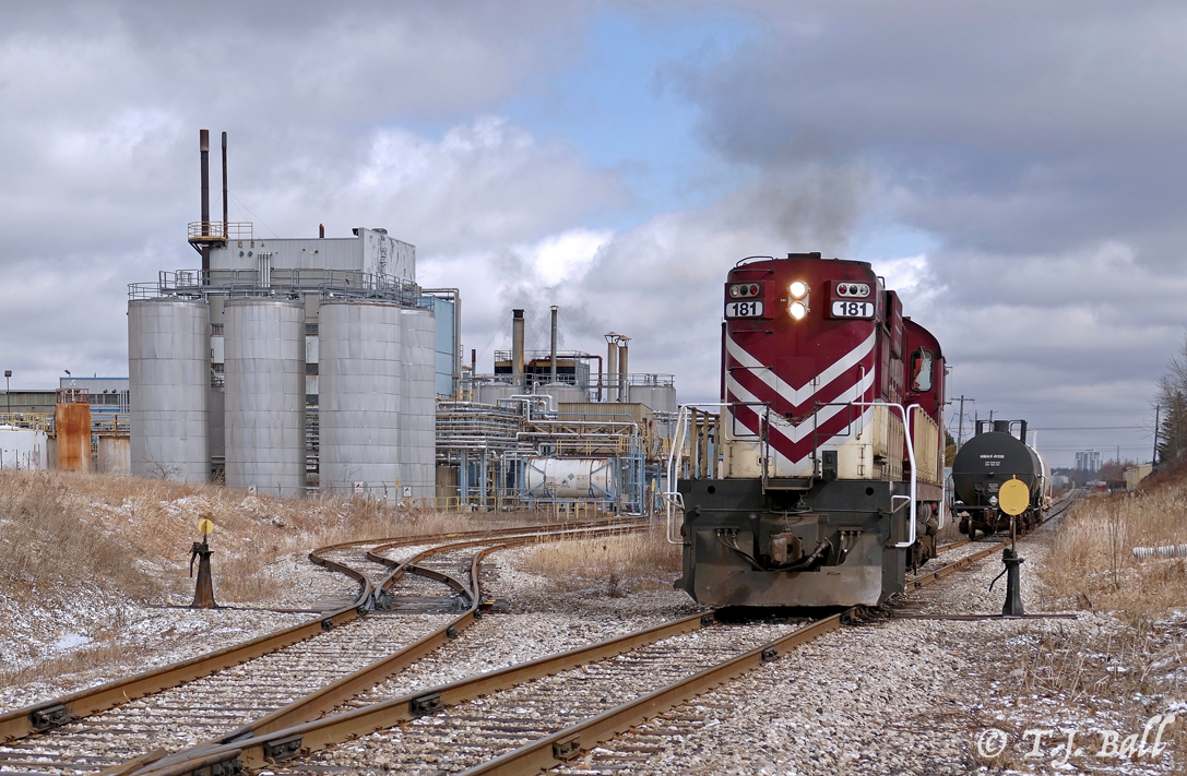 The OSR pulls up to make a switch at AOC Resins in the north end of Guelph.