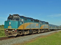 VIA 6456 and 6459 speed train #1 "The Canadian" westward at Edgerton.