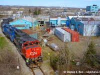 A rare morning switch of Ashland Chemical (formerly Hercules Chemical) in Burlington Ontario off what remains of the CNR Beach Subdivision in Burlington Ontario. Worth a visit, the Freeman Station (formerly <a href=http://www.railpictures.ca/?attachment_id=48329 target=_blank> Burlington West</a>) was located behind the plant and is now just to the east by the fire station, and now a museum. Word is this plant received their last car recently, but never say never, it just may be a summer shut down, who knows at this point in time.