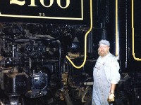 Here's the Father of Short Line RRs in Canada, and member of the Canadian Railway Hall of Fame, the late Tom Payne stopped in front of the Yard Office at Stuart St. Yard (leased to Railink at the time) with his Reading 2100 enroute from Ohio to St. Thomas. I met him here around 9 pm with the dinner order he had called for earlier, and watched while he did his inspection and lubrication. He paused a minute for a quick photo.  He had been allowed to take the throttle himself as far as Suspension Bridge NY, where a CN geep and crew coupled on and took over. 