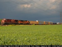 A glimmer of sunshine was all I got.......  CP train #135, with CP 8721 and BNSF SD70ACe #9136, bursts into a 'sucker hole' of sunshine while black clouds and storms formed all around us.  As #135 passed so did the 'sucker hole' but not before we made the most of it.