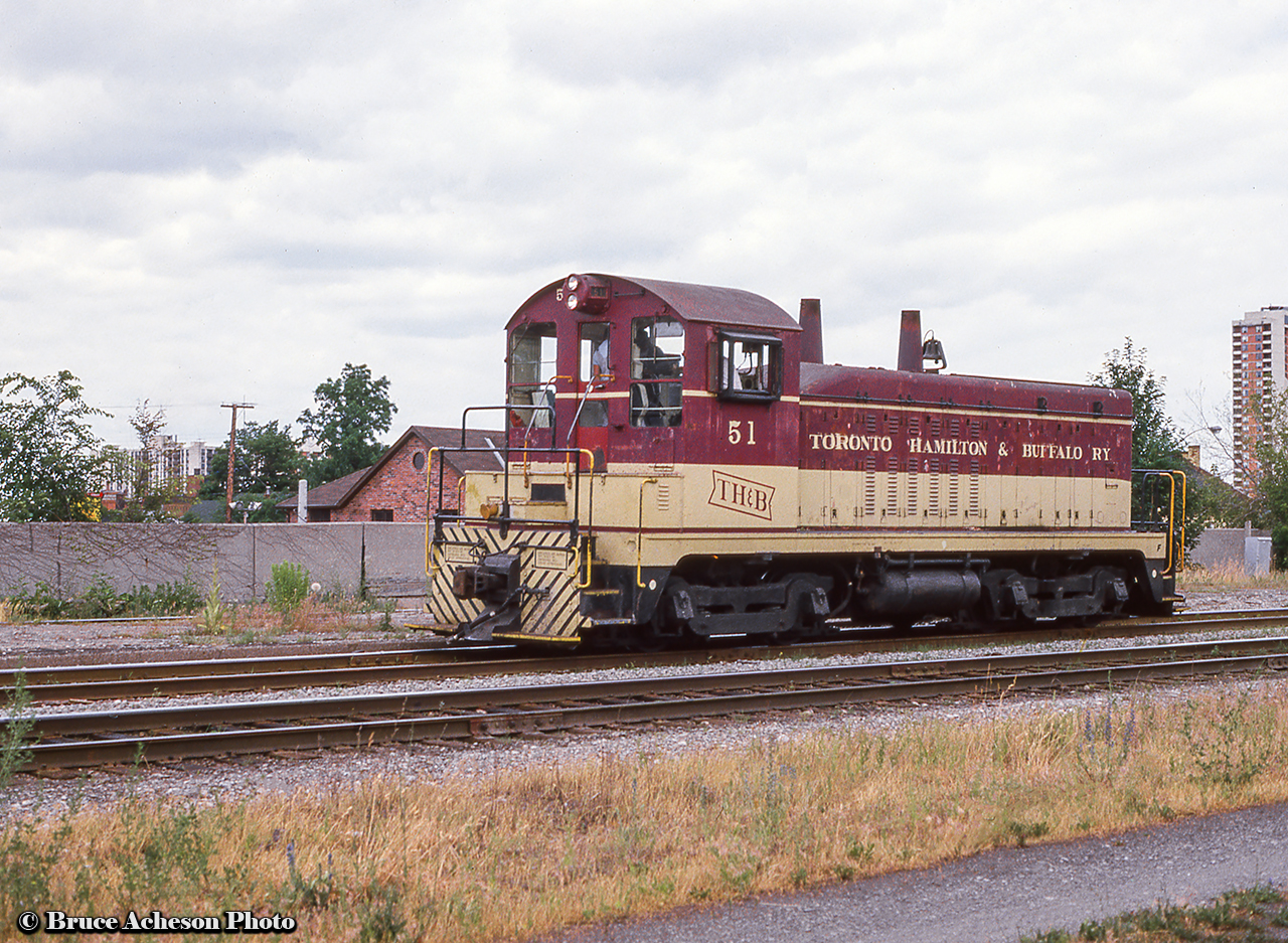 TH&B 51 is seen near the Hunter Street Station.