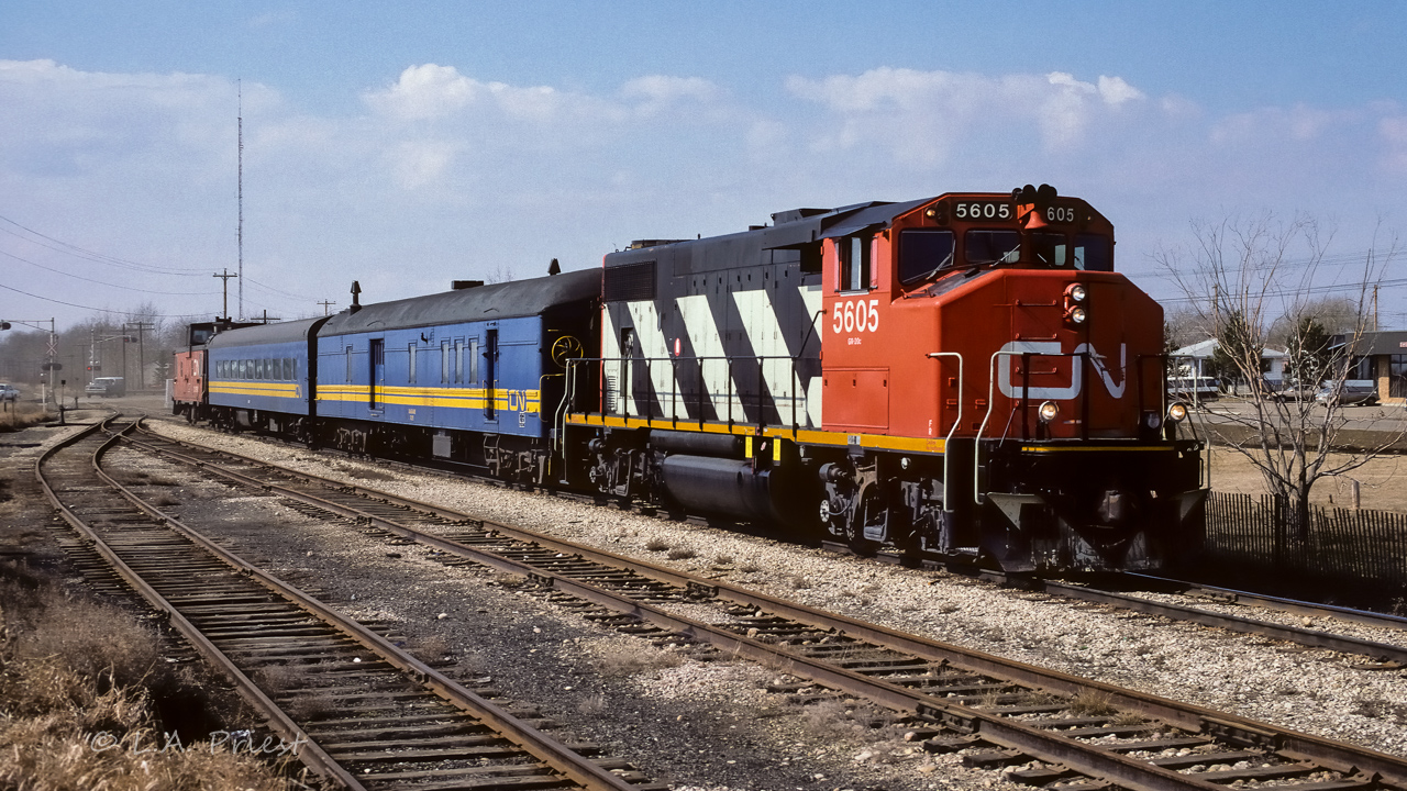 No.91 breezes through Redwater on an early sunny spring day, just after lunch.