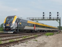 Via 667 makes its way under the classic signals at Paris Junction on its test run to Windsor.  This is the second time the new Siemens set has made its way across the Dundas Subdivision under its own power on a test run.  On the same day, the second new trainset was also transported through Southern Ontario on its way to Quebec.