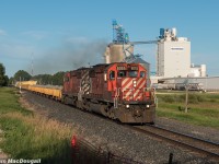 Through some sweet evening light, a pair of Multimark SD40-2s lead train 2BAL-24 as they head westbound from Portage La Prairie making a beeline for Brandon, MB. Coming out to Manitoba, work trains like this are exactly what I was hoping to catch, partly because of the scenery but mainly because of the lack of such trains in the Toronto area this year. 