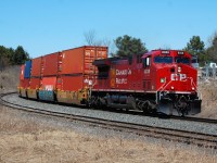 CP 8030 South leads an Intermodal train with DPU at Palgrave on the CP Mactier Sub during the early spring of 2019.