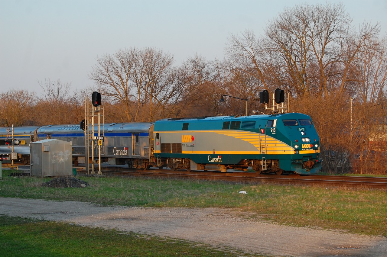 VIA 75 on a sunny evening approaching Ingersoll station.