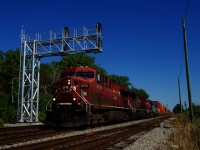 CP 223 has CP 8751, CP 8610, CP 8858 & CMQ 3812 as it flies through Delson with intermodal traffic up front, followed by mixed freight.