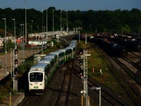 GO 1705 is about to arrive at West Harbour Station as it passes CN's Stuart Street Yard. In not too long it will head back to Toronto as GO 1710. This station is fairly new; it opened in 2015.
