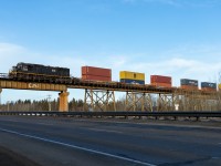 IC 1011 leads Vancouver to Chicago Q 11651 17 over the Yellowhead Trail.