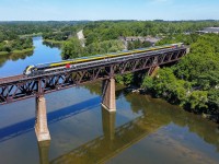 Less than a week after the last Via/Siemens test run we see train 677 crossing the Grand River in Paris.  These new sets certainly are a fresh and nice look!