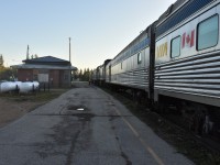 At the north end of the station platform in The Pas, MB we see the Keewatin Railway Company operations building which appears to be closed and completely boarded up (not sure of its status) as the headend crew of VIA #693 prepares to climb into the cab of VIA 6443 to continue the journey north to our destination of Churchill, MB. There is no waiting around for better lighting to get here. I know that any photos I take here are good photos because the next time I get to spend any amount of time in this remote community may be never!