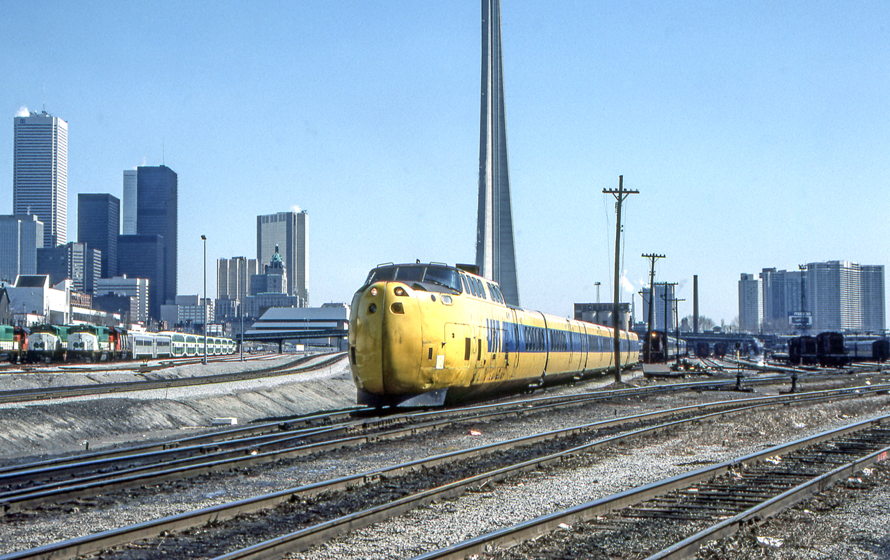 A VIA Turbo is in Toronto on March 23, 1982.