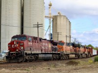 A bit of an oddball CP train 137 today, typically solid automotive, today’s train leaving Toronto was completely mixed other then a lone auto rack. The trio of BNSF units certainly made this train a bit more interesting and also had 4 different models of GE’s up front. The locomotives included AC4400, Tier4 ES4400, Dash9 and ES44AC . At Wolverton the power would be rearranged as well as more automotive traffic added. The train is seen rolling through Streetsville along side the Ardent mill.